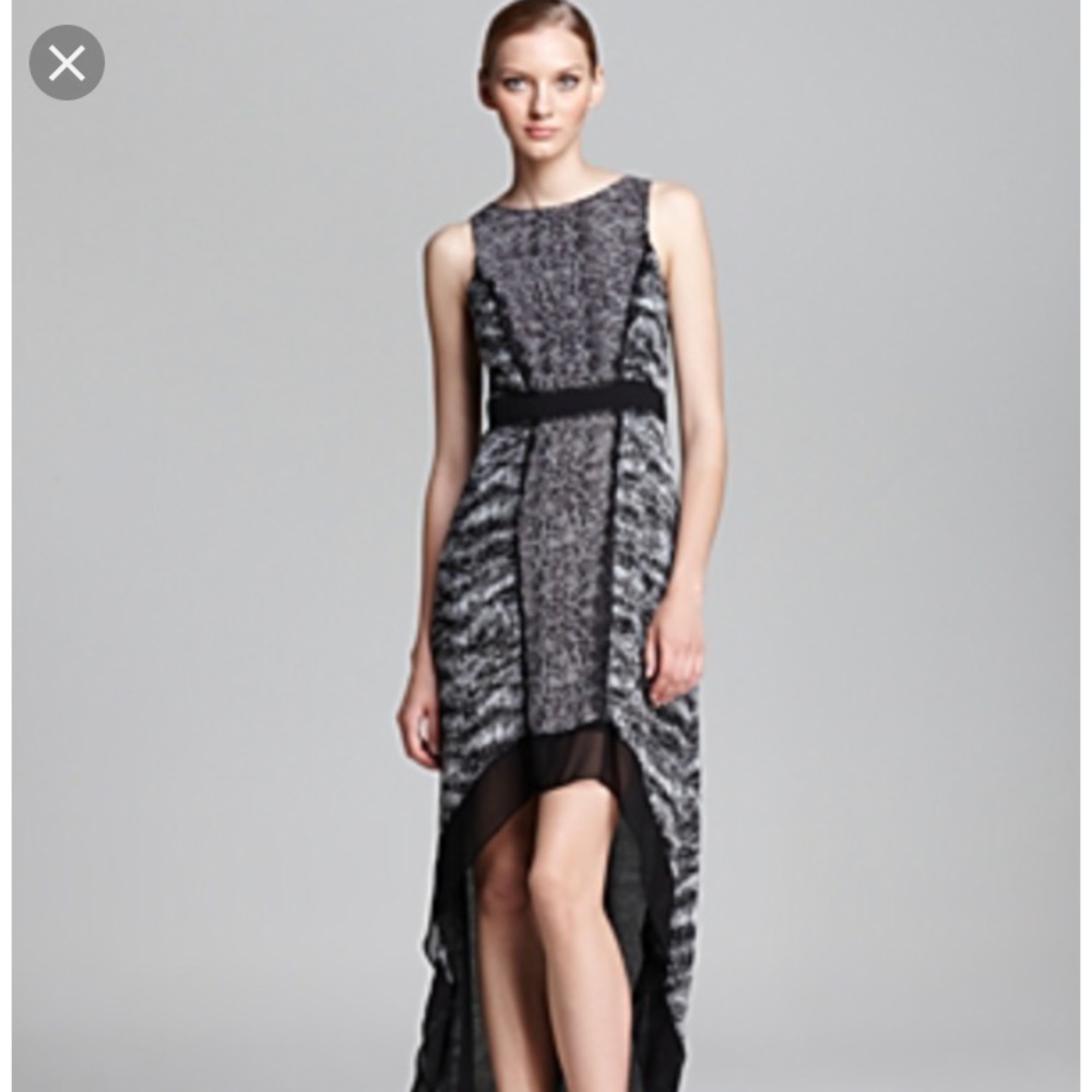 BCBG high low, black and white, lace detail dress